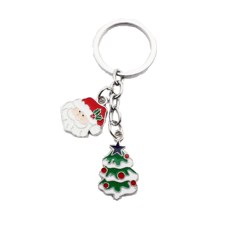 Wholesale Christmas Santa Claus Christmas Tree Drop Oil Zinc Alloy Keychain
